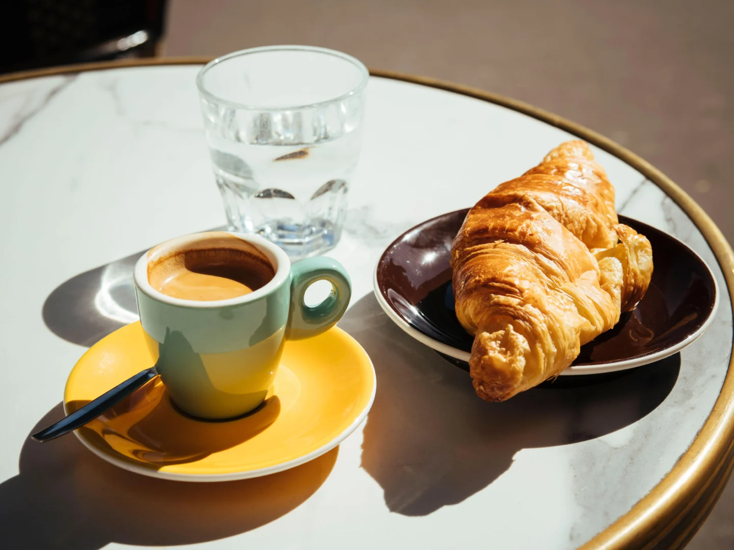 French Croissants with Coffee in Paris