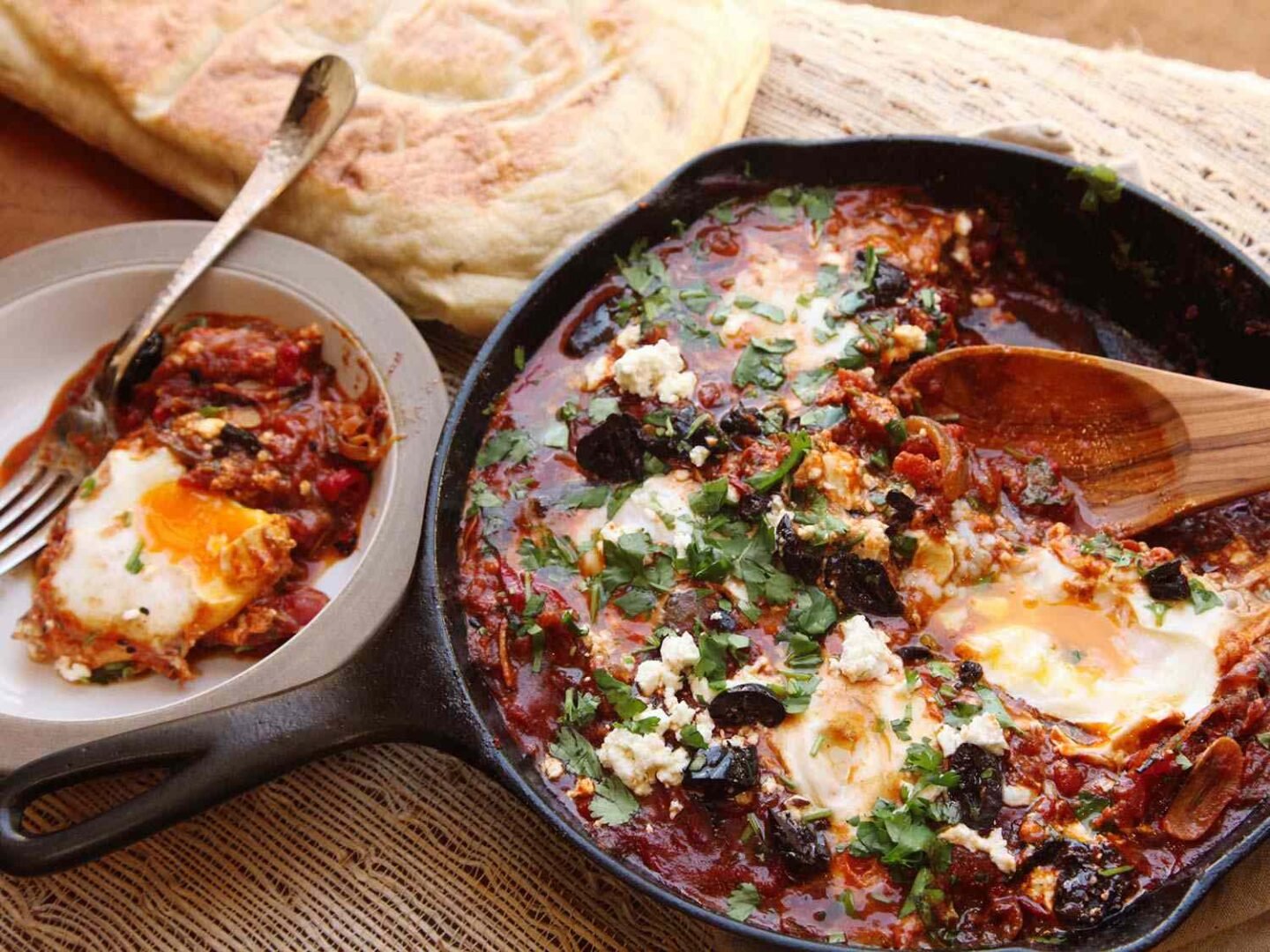 Spicy Shakshuka Breakfast in Cast Iron Skillet