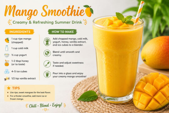 Mango Smoothie Recipe Easy | Healthy Breakfast Smoothie Idea